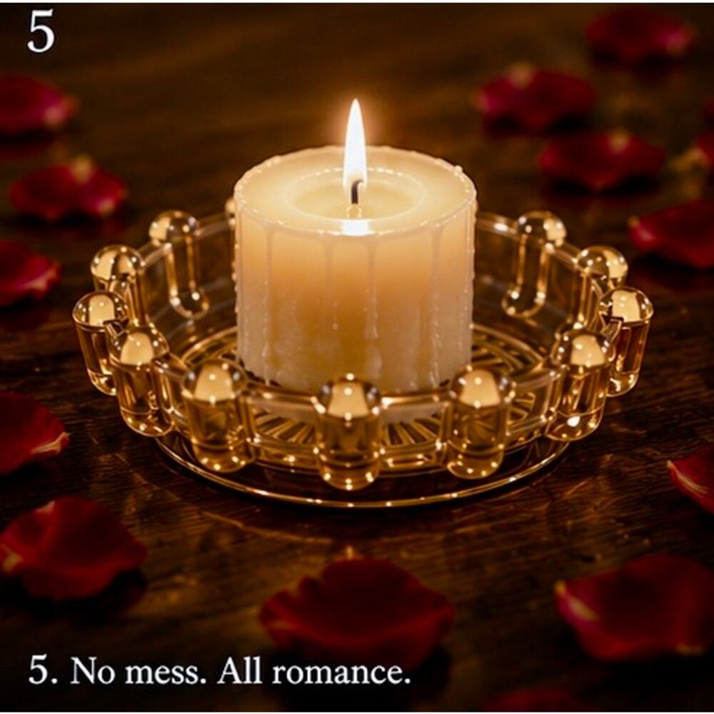 NIB Amber Glass Bubble Candle Holder Tray 5” Decorative Catchall